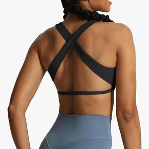 Black Women's Cross-Back Sports Bra